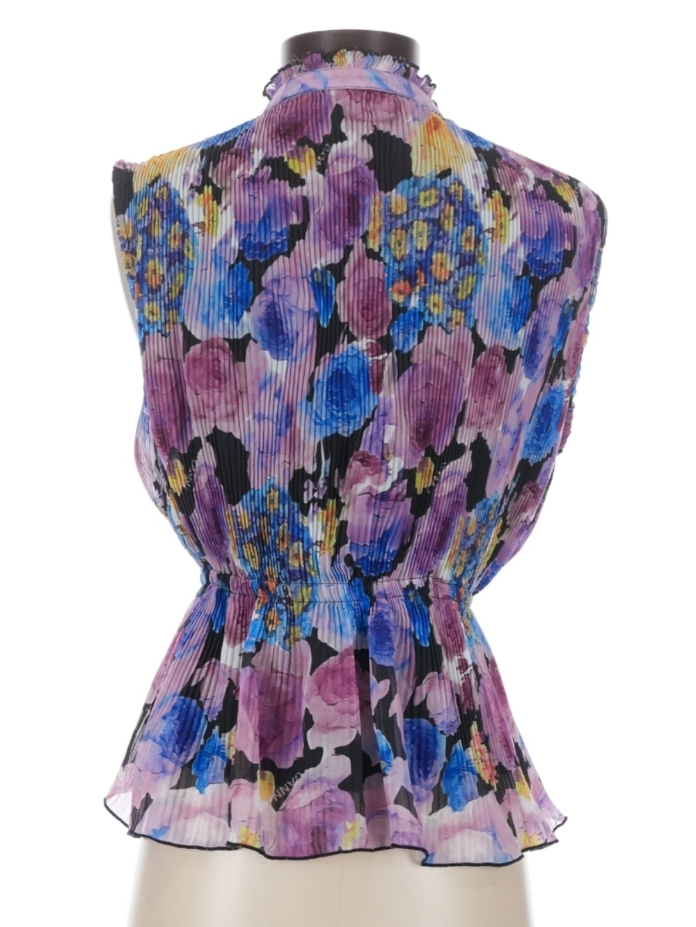 GANNI Pleated Floral Georgette Blouse Size 36 - Picture 2 of 8